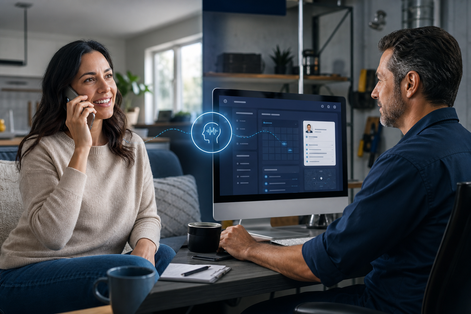 Customer call becoming an organized appointment through an AI Office Manager