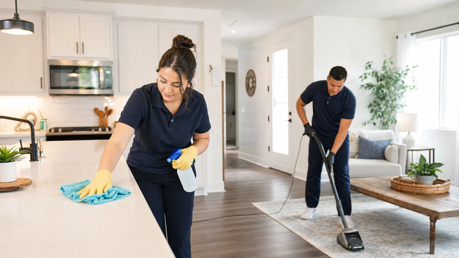 cleaning service professional at work