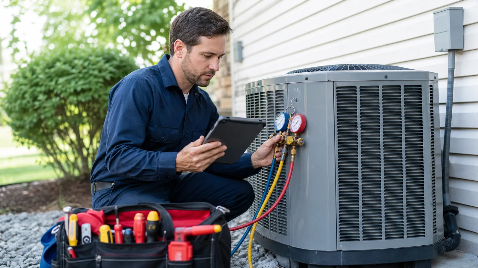 HVAC service professional at work