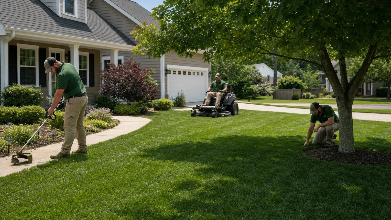 landscaping and lawn care service professional at work