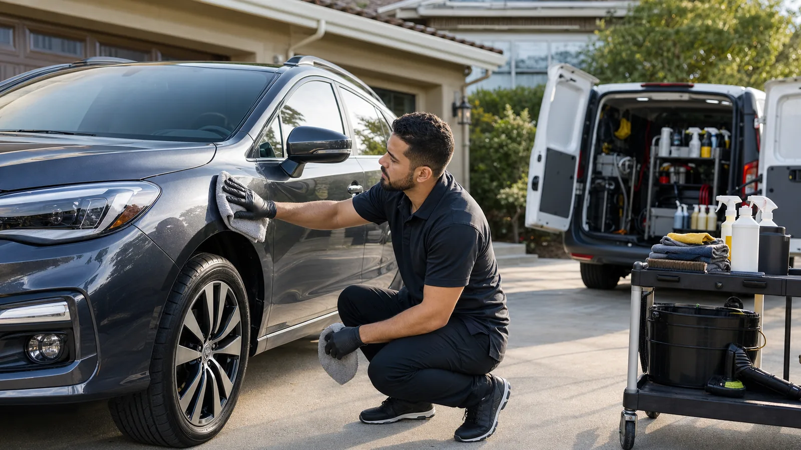 mobile detailing service professional at work
