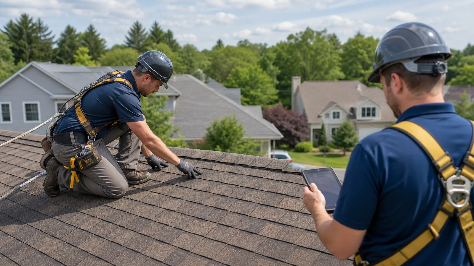 roofing service professional at work